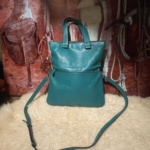 Fossil teal leather bag